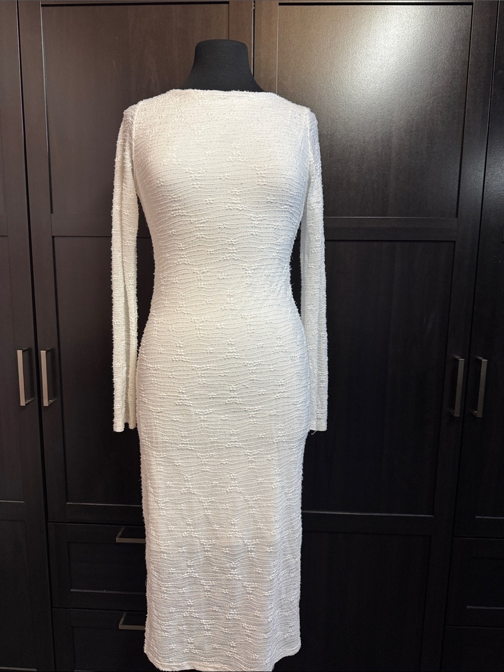 See You Monday White Long-Sleeve Midi Dress